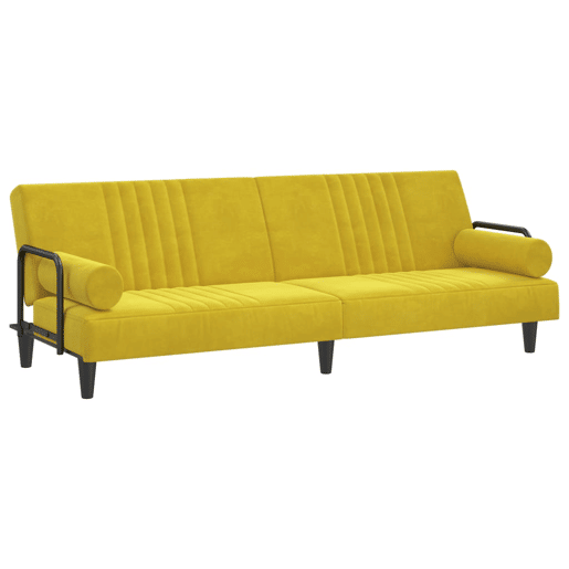 Sofá-cama, Sofá conversível com apoio de braços veludo amarelo