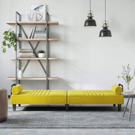 Sofá-cama, Sofá conversível com apoio de braços veludo amarelo