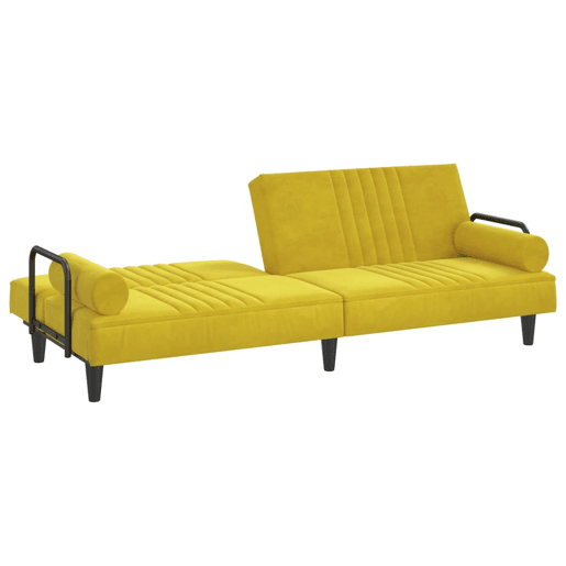 Sofá-cama, Sofá conversível com apoio de braços veludo amarelo