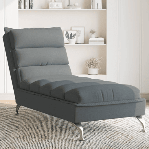 Sofá Chaise lounge - Sofá de canto com almofadões tecido cinzento-escuro Sofá Chaise lounge - Sofá de canto com almofadões tecido cinzento-escuro