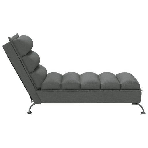 Sofá Chaise lounge - Sofá de canto com almofadões tecido cinzento-escuro Sofá Chaise lounge - Sofá de canto com almofadões tecido cinzento-escuro