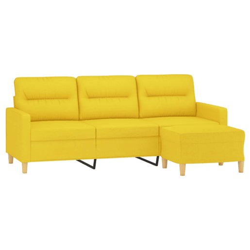 Sofá de 3 lugares - Sofá fixo com apoio de pés 180 cm tecido amarelo-claro
