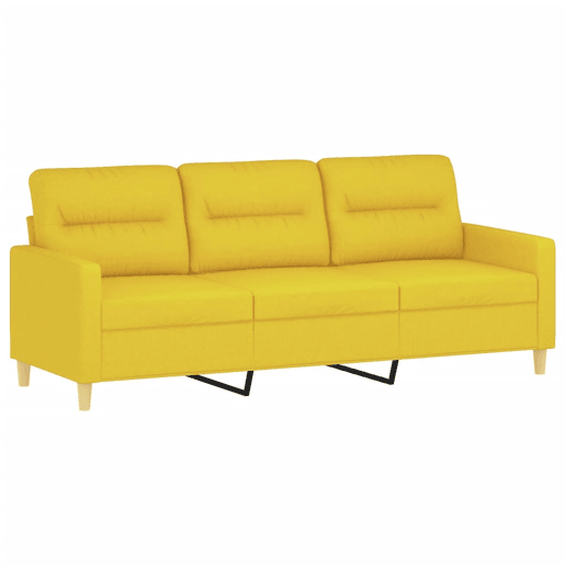 Sofá de 3 lugares - Sofá fixo com apoio de pés 180 cm tecido amarelo-claro