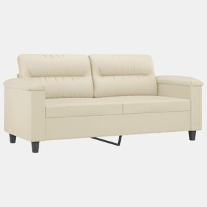Sofá de 2 lugares - Sofá fixo 140 cm couro artificial cor creme
