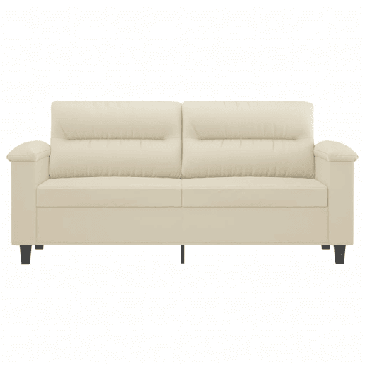 Sofá de 2 lugares - Sofá fixo 140 cm couro artificial cor creme
