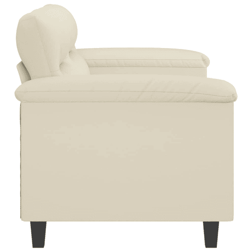 Sofá de 2 lugares - Sofá fixo 140 cm couro artificial cor creme