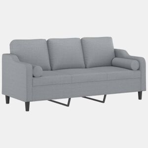 Sofá 3 lugares - Sofá fixo + almofadas decorativas 180cm tecido cinza-claro