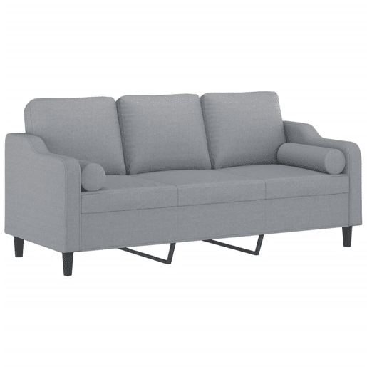 Sofá 3 lugares - Sofá fixo + almofadas decorativas 180cm tecido cinza-claro