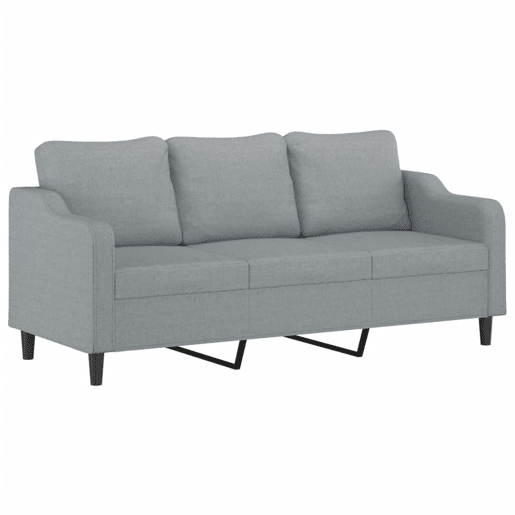 Sofá 3 lugares - Sofá fixo + almofadas decorativas 180cm tecido cinza-claro