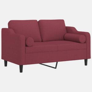Sofá 2 lug. - Sofá fixo + almofadas decorativas 120cm tecido vermelho tinto