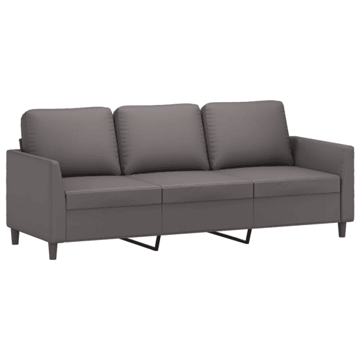 Sofá de 3 lugares - Sofá fixo c apoio de pés 180 cm couro artificial cinza