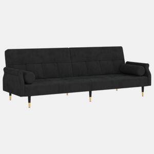 Sofá-cama, Sofá conversível com almofadões veludo preto