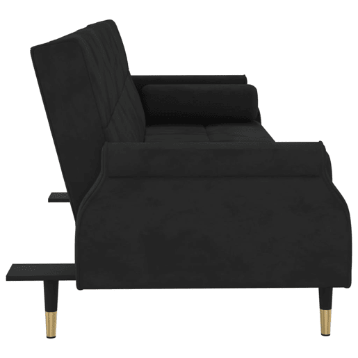 Sofá-cama, Sofá conversível com almofadões veludo preto