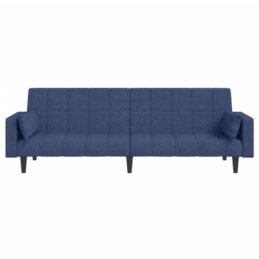 Sofá-cama, Sofá conversível 2 lugares com duas almofadas tecido azul