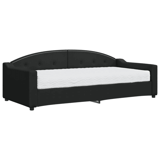 Sofá-cama, Sofá conversível com colchão 90x200 cm tecido preto Sofá-cama, Sofá conversível com colchão 90x200 cm tecido preto