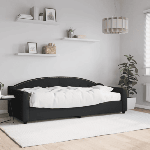 Sofá-cama, Sofá conversível com colchão 90x200 cm tecido preto Sofá-cama, Sofá conversível com colchão 90x200 cm tecido preto