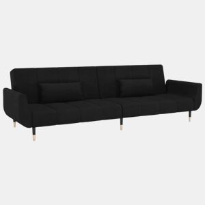 Sofá-cama, Sofá conversível 2 lugares com duas almofadas veludo preto