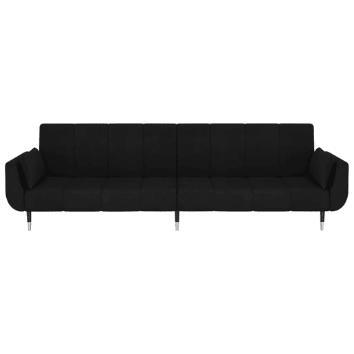Sofá-cama, Sofá conversível 2 lugares com duas almofadas veludo preto