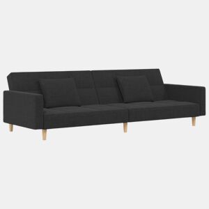 Sofá-cama, Sofá conversível 2 lugares com duas almofadas tecido cinzento-escuro
