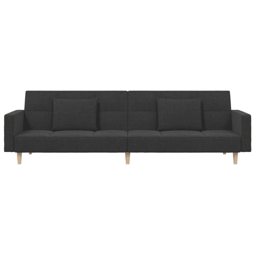 Sofá-cama, Sofá conversível 2 lugares com duas almofadas tecido cinzento-escuro