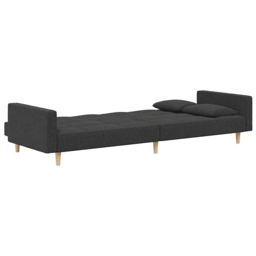 Sofá-cama, Sofá conversível 2 lugares com duas almofadas tecido cinzento-escuro