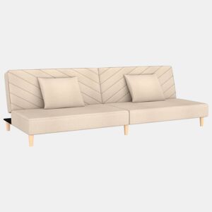 Sofá-cama, Sofá conversível 2 lugares com duas almofadas tecido cor creme