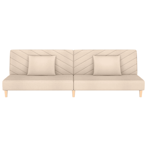 Sofá-cama, Sofá conversível 2 lugares com duas almofadas tecido cor creme Sofá-cama, Sofá conversível 2 lugares com duas almofadas tecido cor creme