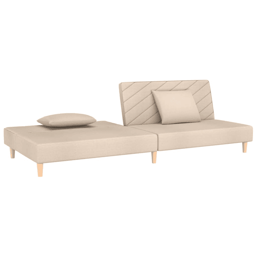 Sofá-cama, Sofá conversível 2 lugares com duas almofadas tecido cor creme Sofá-cama, Sofá conversível 2 lugares com duas almofadas tecido cor creme