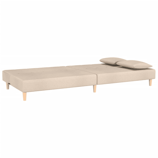 Sofá-cama, Sofá conversível 2 lugares com duas almofadas tecido cor creme Sofá-cama, Sofá conversível 2 lugares com duas almofadas tecido cor creme