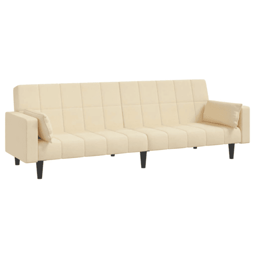 Sofá-cama, Sofá conversível 2 lugares com duas almofadas tecido cor creme
