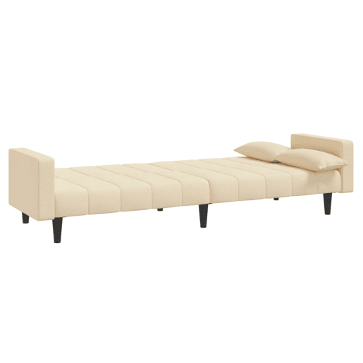 Sofá-cama, Sofá conversível 2 lugares com duas almofadas tecido cor creme