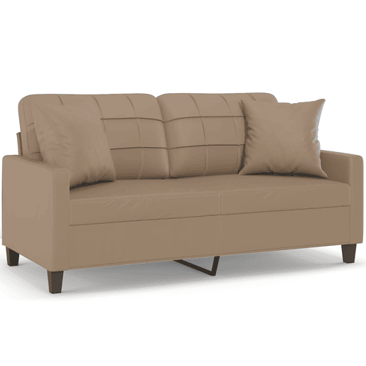 Sofá 2 lugares - Sofá fixo + almofadas 140 cm couro artificial cappuccino Sofá 2 lugares - Sofá fixo + almofadas 140 cm couro artificial cappuccino