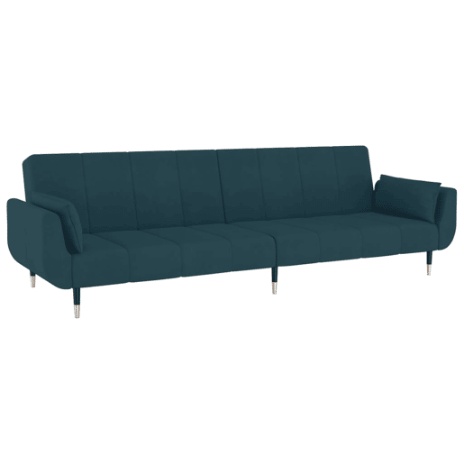 Sofá-cama, Sofá conversível 2 lugares com duas almofadas veludo azul