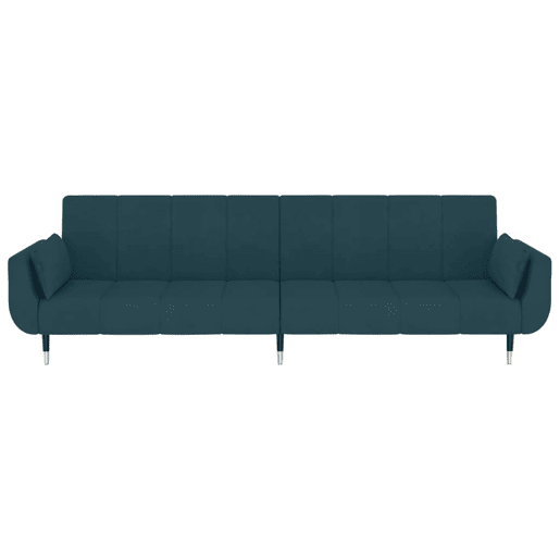 Sofá-cama, Sofá conversível 2 lugares com duas almofadas veludo azul