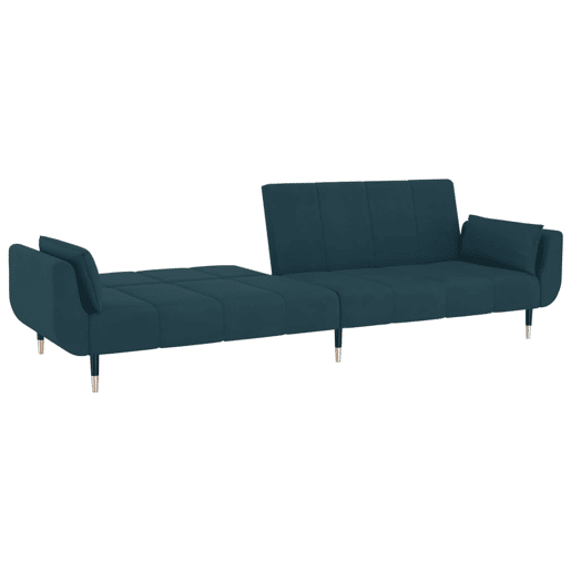Sofá-cama, Sofá conversível 2 lugares com duas almofadas veludo azul