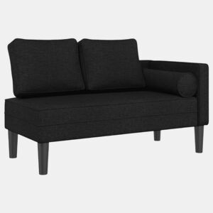 Sofá Chaise lounge - Sofá de canto com almofadões tecido preto