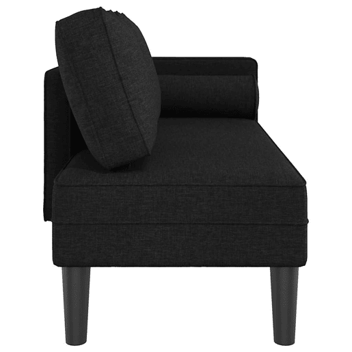 Sofá Chaise lounge - Sofá de canto com almofadões tecido preto