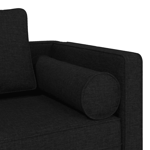 Sofá Chaise lounge - Sofá de canto com almofadões tecido preto