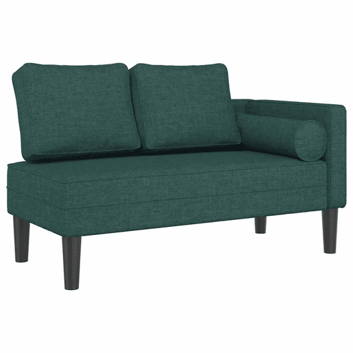 Sofá Chaise lounge - Sofá de canto com almofadões tecido verde-escuro