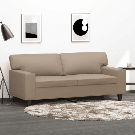 Sofá de 2 lugares - Sofá fixo 140 cm couro artificial cor cappuccino Sofá de 2 lugares - Sofá fixo 140 cm couro artificial cor cappuccino