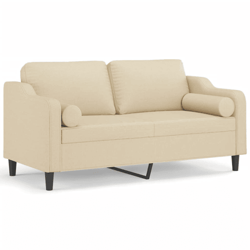 Sofá 2 lugares - Sofá fixo + almofadas decorativas 140 cm tecido cor creme Sofá 2 lugares - Sofá fixo + almofadas decorativas 140 cm tecido cor creme