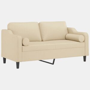 Sofá 2 lugares - Sofá fixo + almofadas decorativas 140 cm tecido cor creme