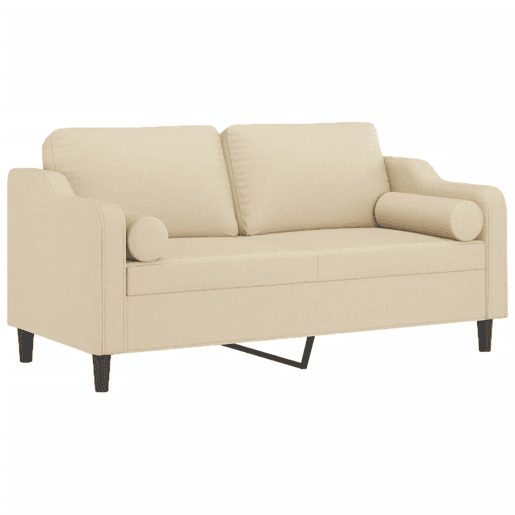 Sofá 2 lugares - Sofá fixo + almofadas decorativas 140 cm tecido cor creme Sofá 2 lugares - Sofá fixo + almofadas decorativas 140 cm tecido cor creme