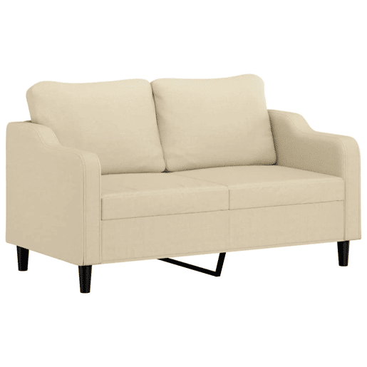 Sofá 2 lugares - Sofá fixo + almofadas decorativas 140 cm tecido cor creme Sofá 2 lugares - Sofá fixo + almofadas decorativas 140 cm tecido cor creme