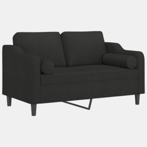 Sofá 2 lugares - Sofá fixo + almofadas decorativas 120 cm tecido preto
