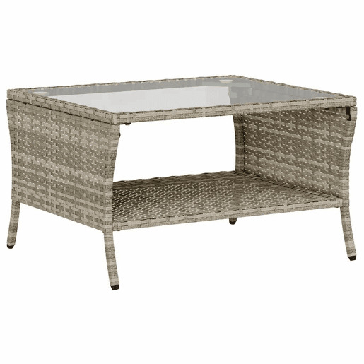 vidaXL Sofá jardim c mesa e almofadões 2 lugares vime PE cinza claro vidaXL Sofá jardim c mesa e almofadões 2 lugares vime PE cinza claro