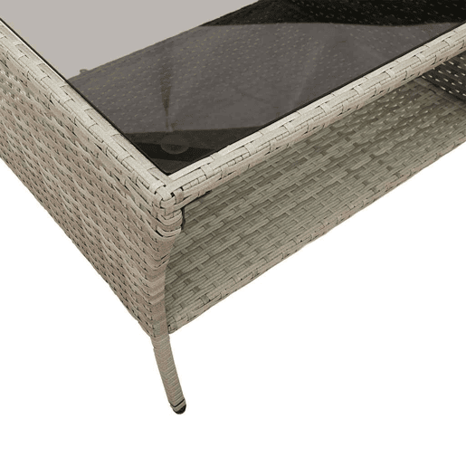 vidaXL Sofá jardim c mesa e almofadões 2 lugares vime PE cinza claro vidaXL Sofá jardim c mesa e almofadões 2 lugares vime PE cinza claro