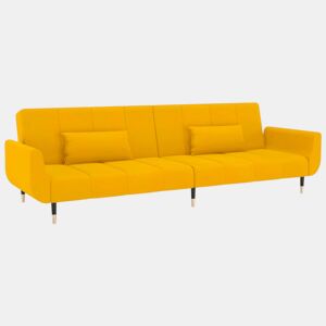 Sofá-cama, Sofá conversível 2 lugares com duas almofadas veludo amarelo