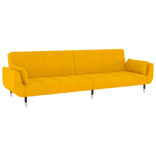 Sofá-cama, Sofá conversível 2 lugares com duas almofadas veludo amarelo