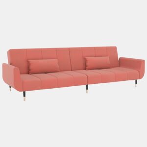 Sofá-cama, Sofá conversível 2 lugares com duas almofadas veludo rosa